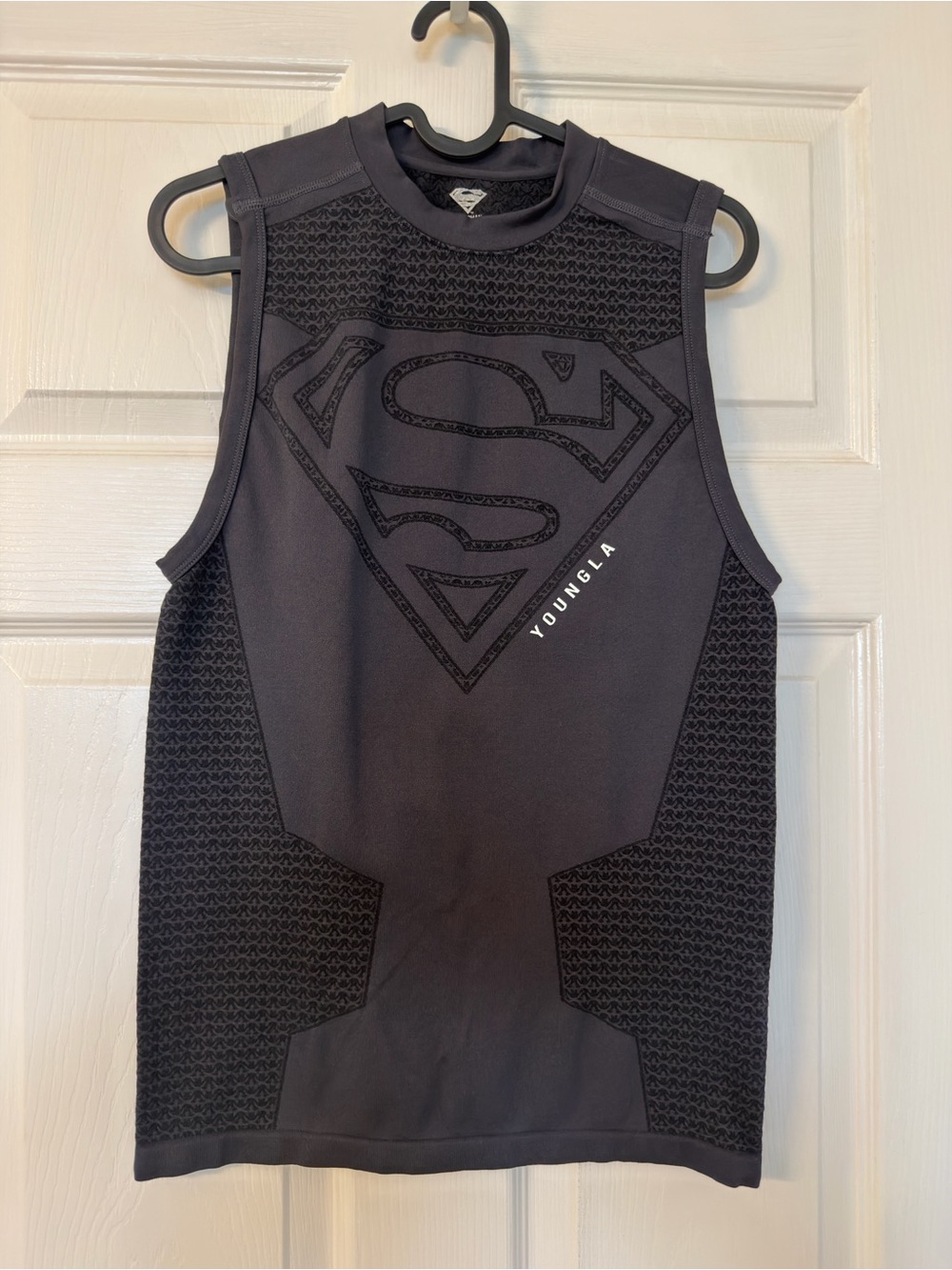 YoungLA Black Superman Logo compression Performance Tank